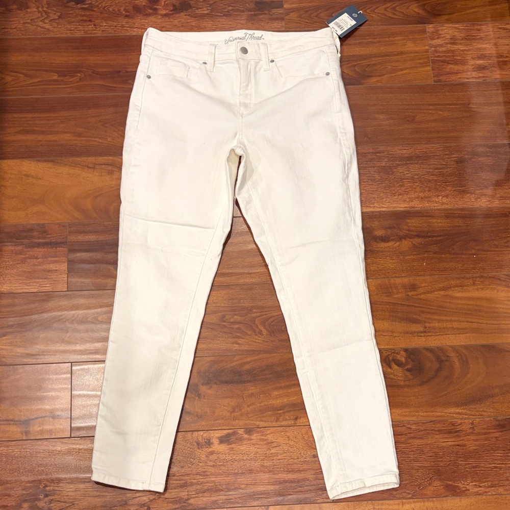 Universal Threads High Rise Skinny White Denim Jeans Size 10 NWT - Picture 2 of 12